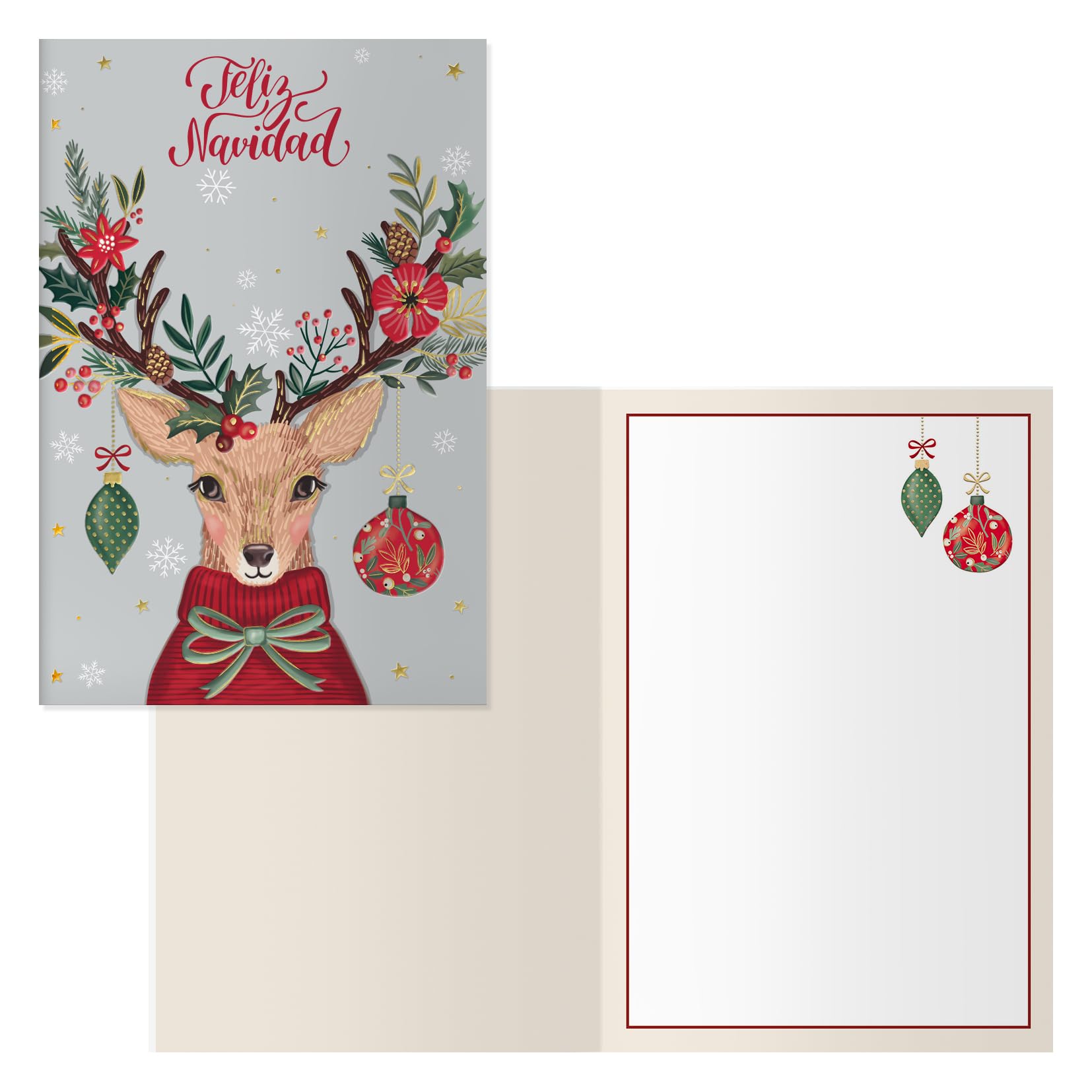 DOHE - Christmas Greeting Cards - Pack of 6 - Size: 11.5 x 17 cm (closed) - Includes envelope to store the card - Model Rudolf