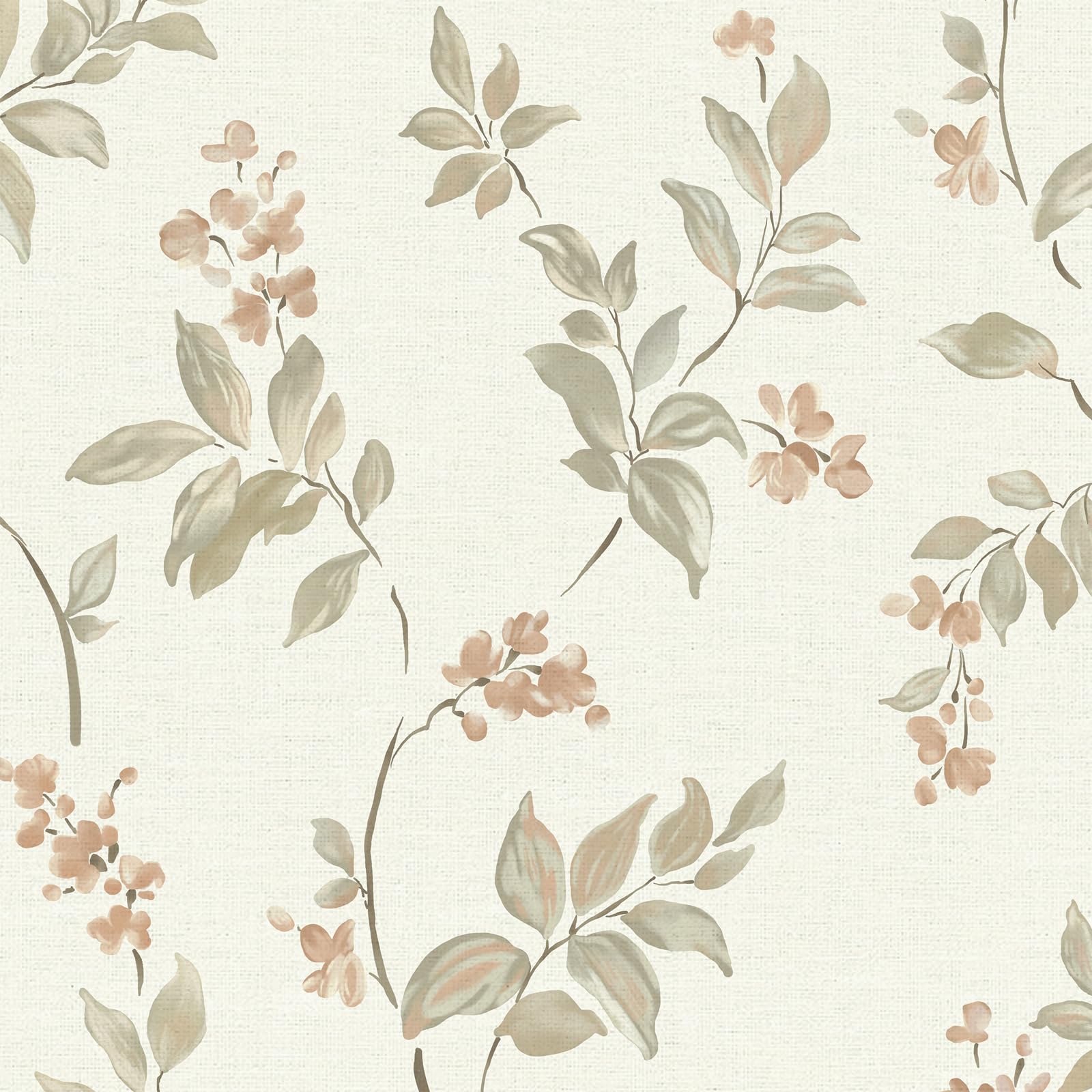 Photo 1 of Vinjiasin Peel and Stick Wallpaper Beige Floral Contact Paper Vintage Flower Leaf Self Adhesive Removable Wall Paper for Bathroom Bedroom Livingroom 16.1"x 118"