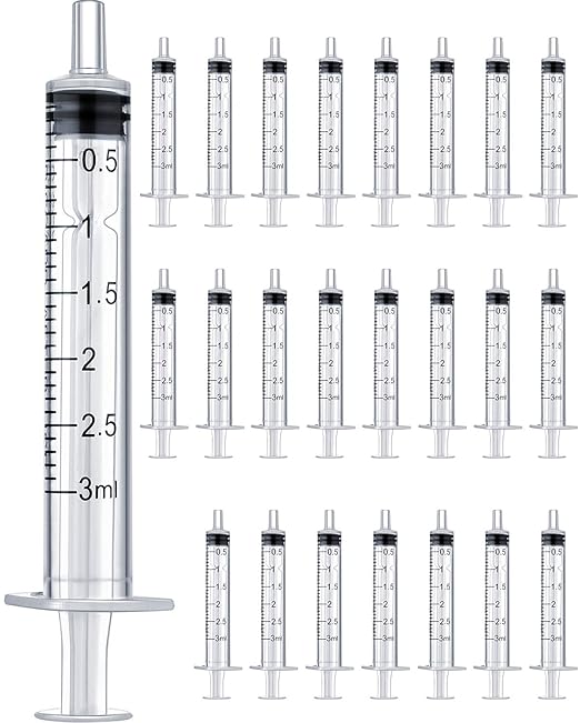 HaBeuniver 3ml Luer Slip Syringe with Measurement 50 Pack Bulk