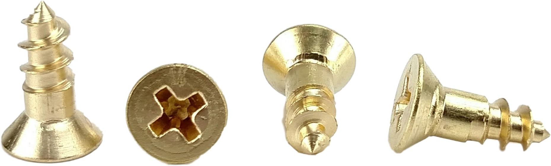 #8 x 1/2" Solid Brass Flat Head Philips Wood Screw (1/2" to 1-1/2" in Listing), 100 Pack (#8 x 1/2")
