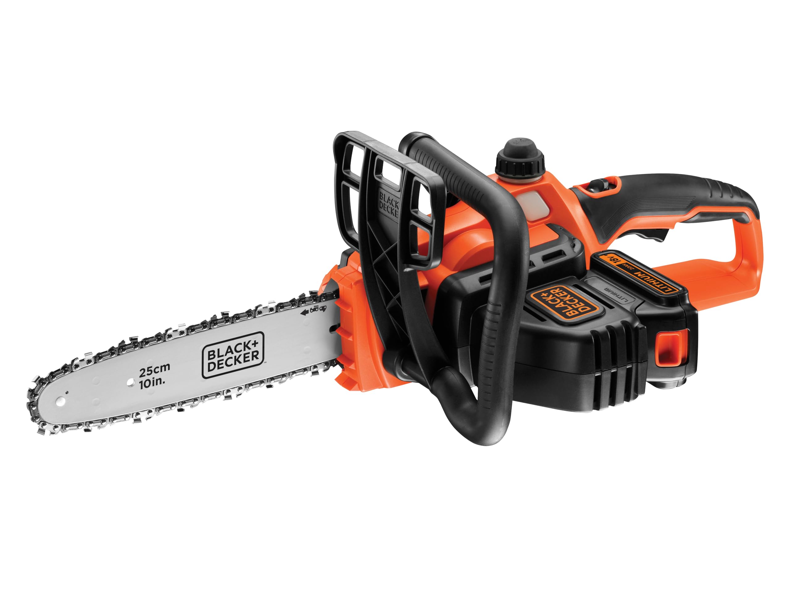 BLACK+DECKER 18V Lithium-ion Chainsaw Cordless with Battery 25 cm 2.0Ah GKC1825L20-GB, Orange