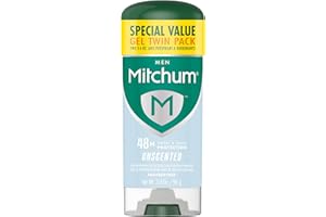 Mitchum Men’s Triple Odor Protection Antiperspirant & Deodorant Gel, Unscented, 48HR Protection, 2 pack