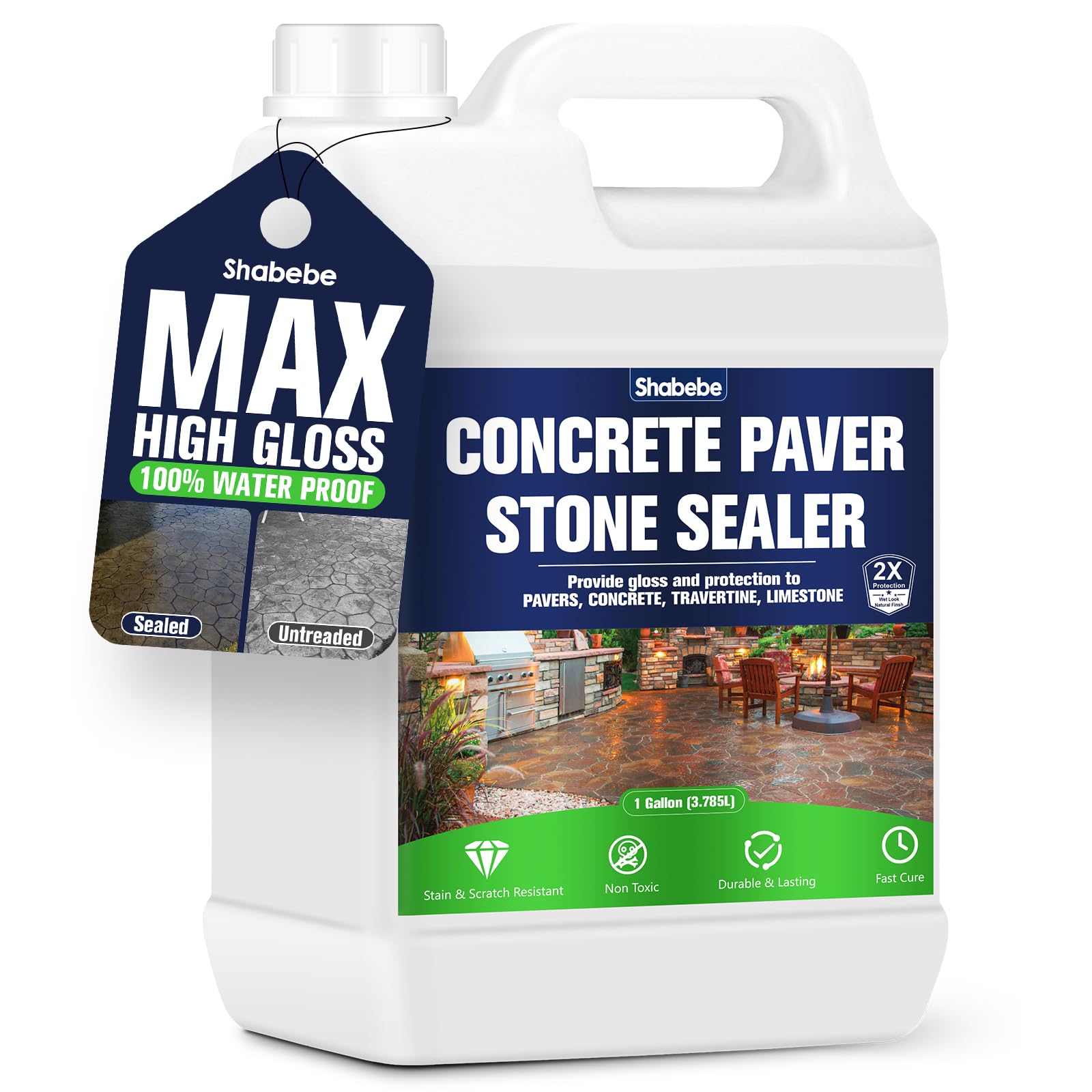 Photo 1 of ***USED -SELLLING AS IS *** Premium Stone Sealer, 1 Gallon – Max Gloss Wet Look for Pavers, Driveways & Patios – Waterproof & UV Resistant, Long-Lasting Protection with Enhanced Color for Natural Stone Surfaces