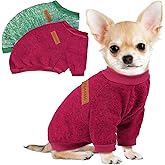 2 Pcs Dog Sweaters for Small Dogs Girl Boy Winter Fleece Clothes Warm Soft Dog Sweatshirt Outfit for Dogs Cats Pet Apparel