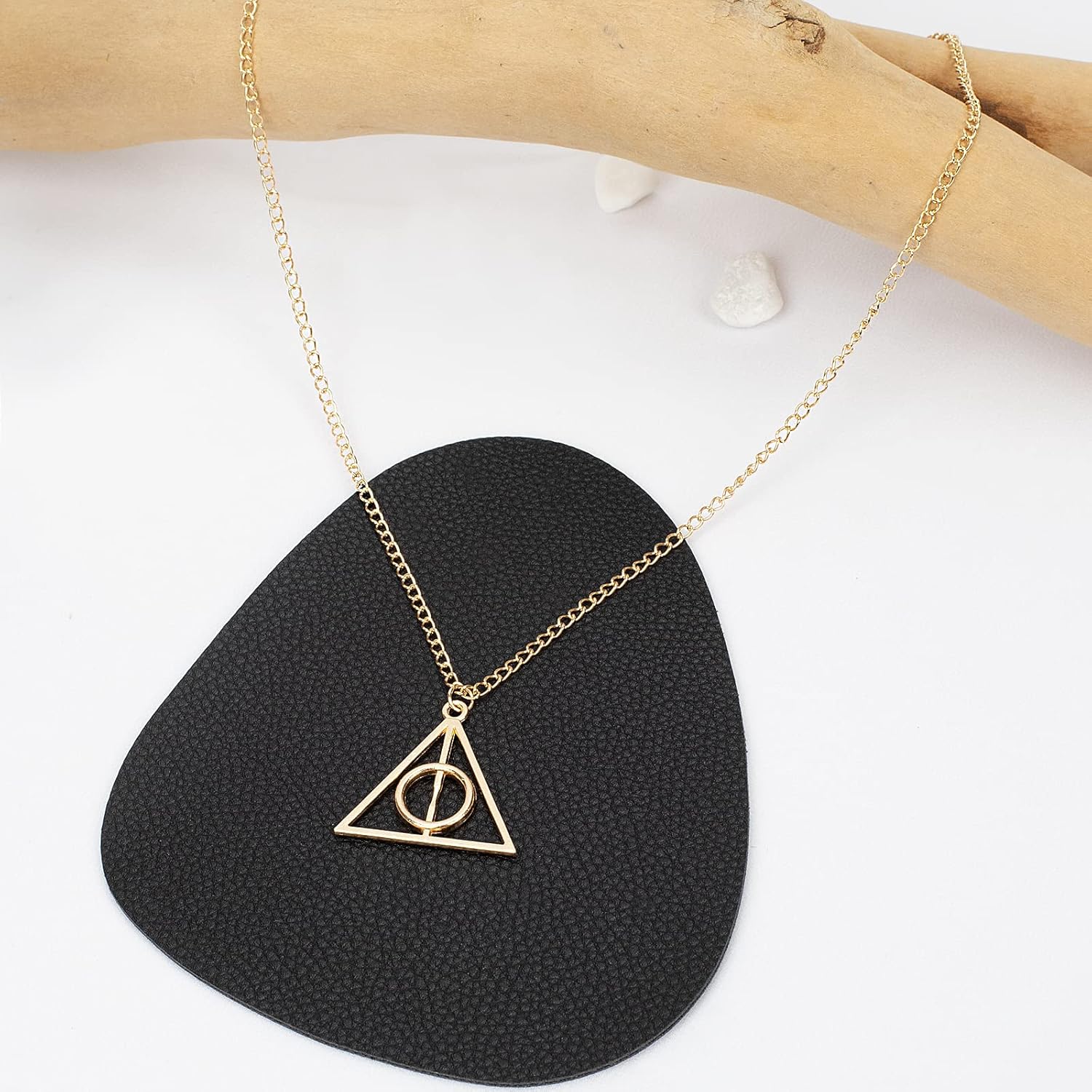 18" Deathly Hallows Golden Snitch Necklace,Triangle Harry Potter Golden Necklaces Jewelry Charms Gift for Harry Potter Fans Decorations Magical Cosplay Costume Jewelry Accessories: Clothing