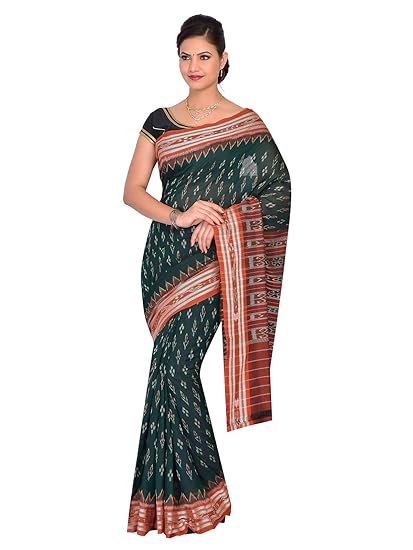ODISHA HANDLOOM Womens Sambalpuri Cotton Saree With Blouse Piece (OHAUG2019-121_Multicolored)
