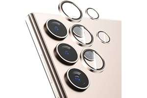 KUZOOM 2Pack 9H Auto Alignment HD Camera Lens Protector for Samsung Galaxy S24 Ultra,Metal Individual Ring Back Camera Cover Film Decoration Accessories,Case Friendly Scratch Resistant (Gold)