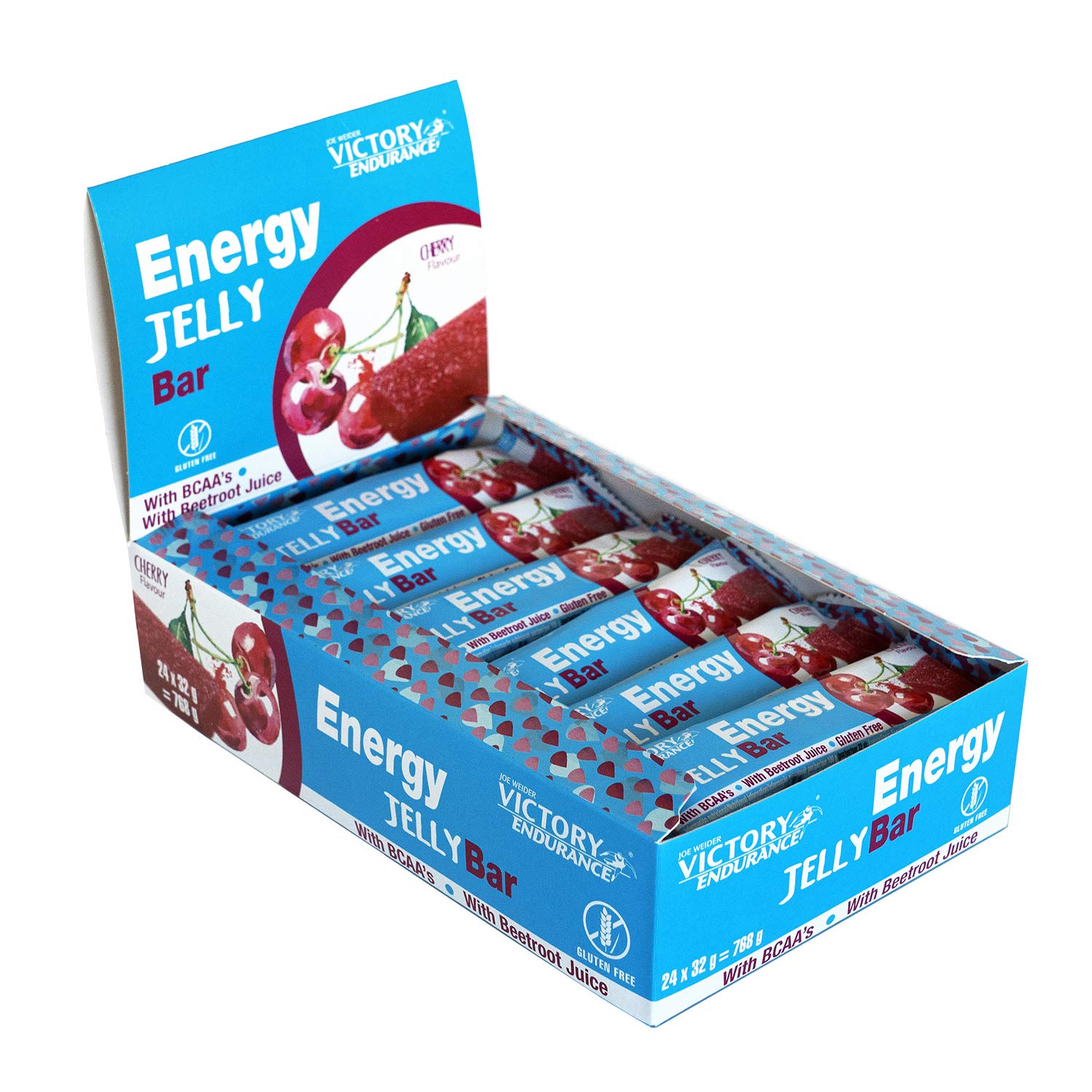 Victory Endurance Energy Jelly Bar (24x32g) Cherry Flavour, with Vitamins, Minerals and Beet Juice, for quick energy