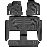 YITAMOTOR Floor Mats Fit for 2008-2020 Grand Caravan / 2008-2016 Town & Country (Stow'n Go Only) 7-Seater, TPE Custom Fit Floor Liners, 1st & 2nd & 3rd Row All Weather Protection Accessories, Black
