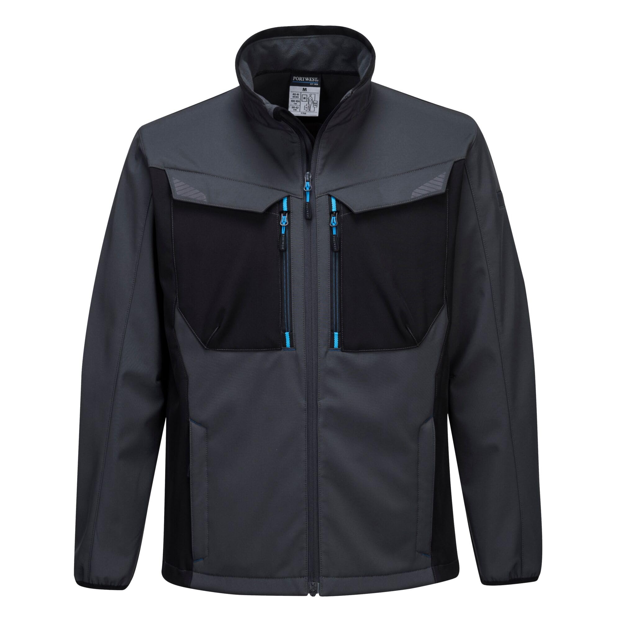 Portwest T750 Men's WX3 Softshell Jacket - Water Resistant and Windproof Lightweight Breathable Workwear Jacket with Reflective Trim Metal Grey, Medium