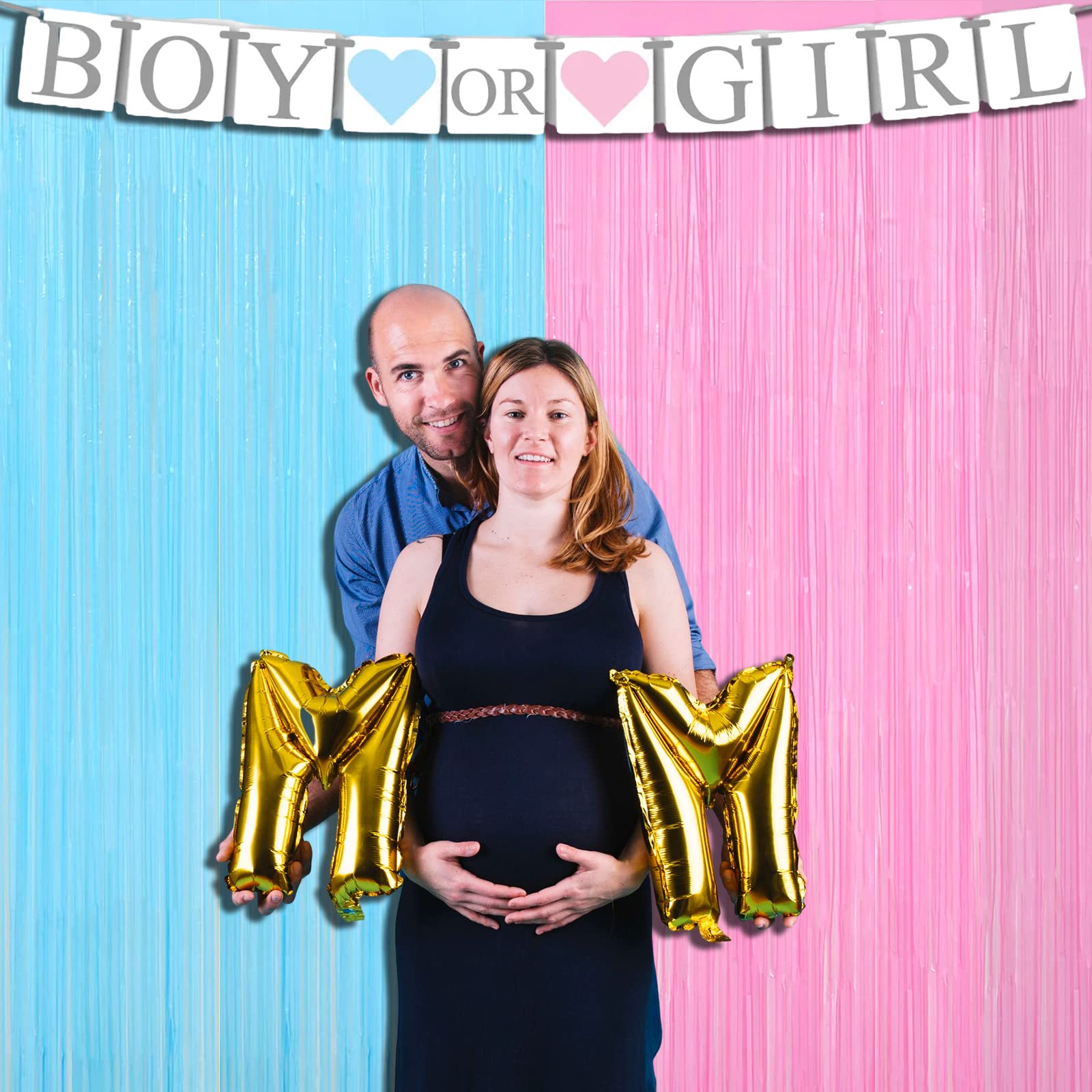 4 Pack Macaron Pink Blue Foil Fringe Curtain