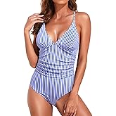 Tempt Me Women Tummy Control One Piece Swimsuits V Neck Bathing Suits Sexy Swimwear
