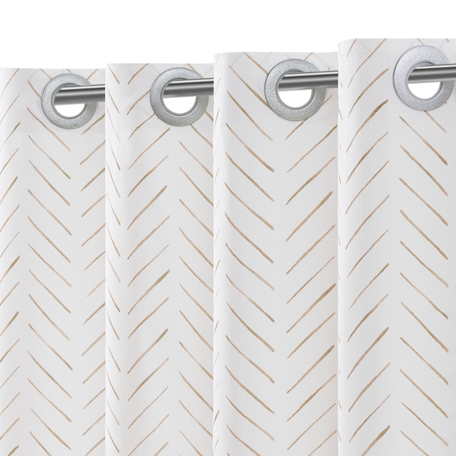 jinchan No Hook Shower Curtain Taupe and White Inky Herringbone Fabric Zig Zag Chevron Farmhouse Shower Curtain fors Bathroom Modern Waterproof 70x72 inches