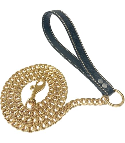 RUMYPET Rose Gold Dog Leash 11mm/15mm Cuban Link Chain Dog Leash