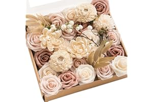 Ling's Moment Natural Dusty Rose Artificial Flowers Combo for DIY Wedding Bouquets Centerpieces Arrangements Party Baby Showe