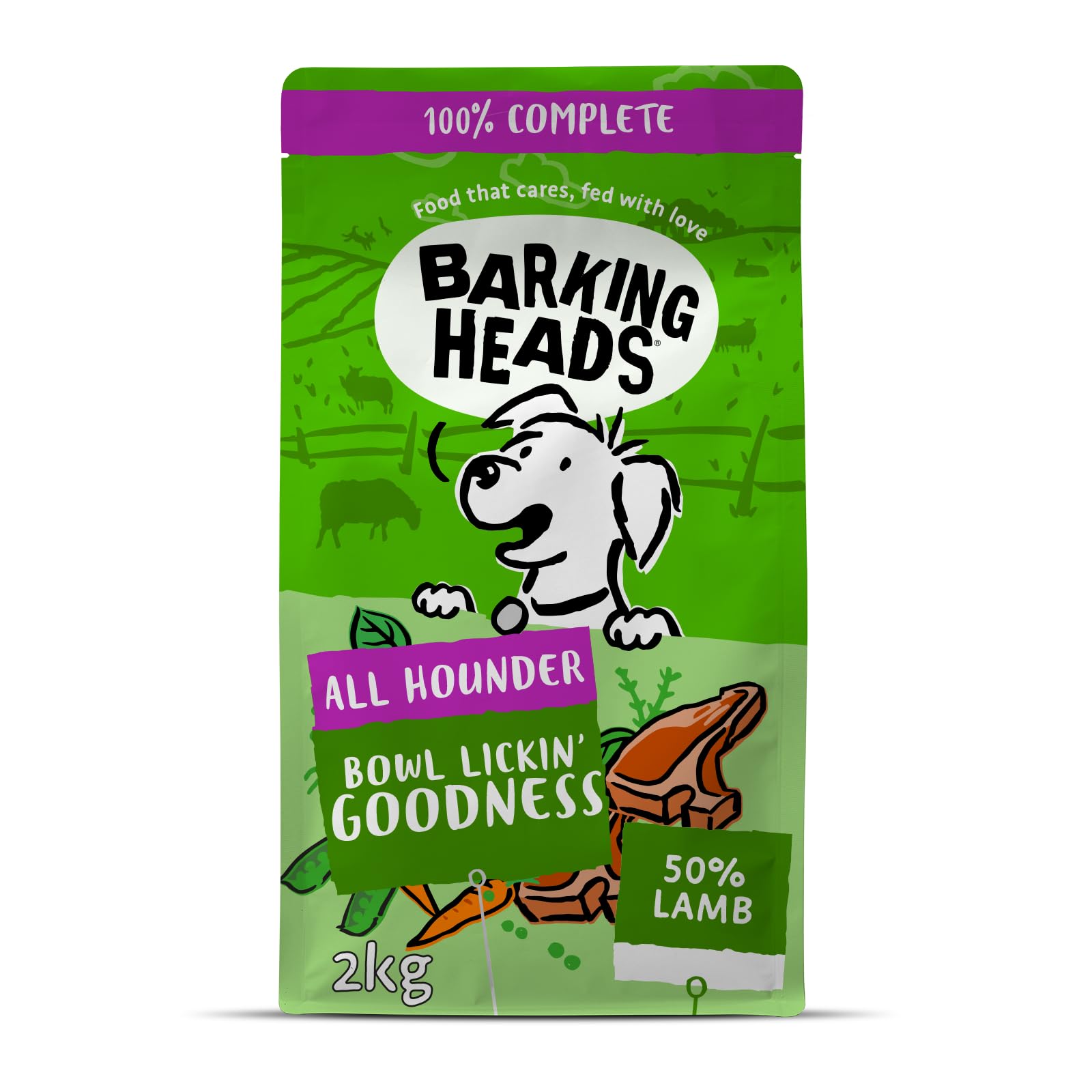 Barking Heads Complete Dry Dog Food 2kg - Adult All Hounder Bowl Lickin' Goodness Lamb - Natural Everyday Immunity & Vitality - Vet Approved