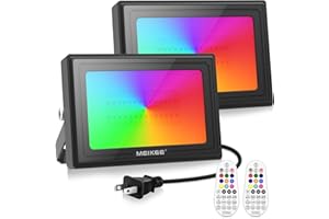 MEIKEE RGB LED Flood Light, 60W 6000LM Outdoor Color Changing LED Floodlights with Remote Control, IP66 Waterproof Dimmable W