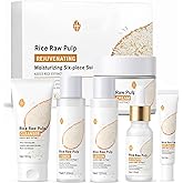 Rice Skin Care Set for Teen Girls & Women – 6-Piece Facial Care Kit with Rice Extract, Anti-Aging, Moisturizing & Nourishing Teenage Skincare Gift Set for Glass Glowing, Hydrated Skin