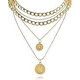 kepvrio Pirate Necklace Chunky Gold Necklace for Women vintage Pirate Coin Pendant Necklace Fashion Chunky Chain Choker Necklaces Pirate Costume Women Men Jewellery