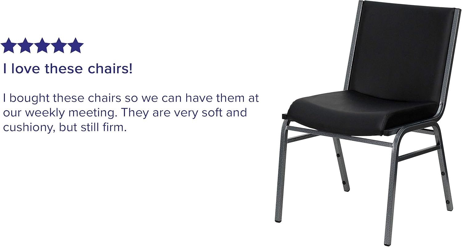 Flash Furniture Black Vinyl Stack Chair, 1 Pack: Furniture & Decor