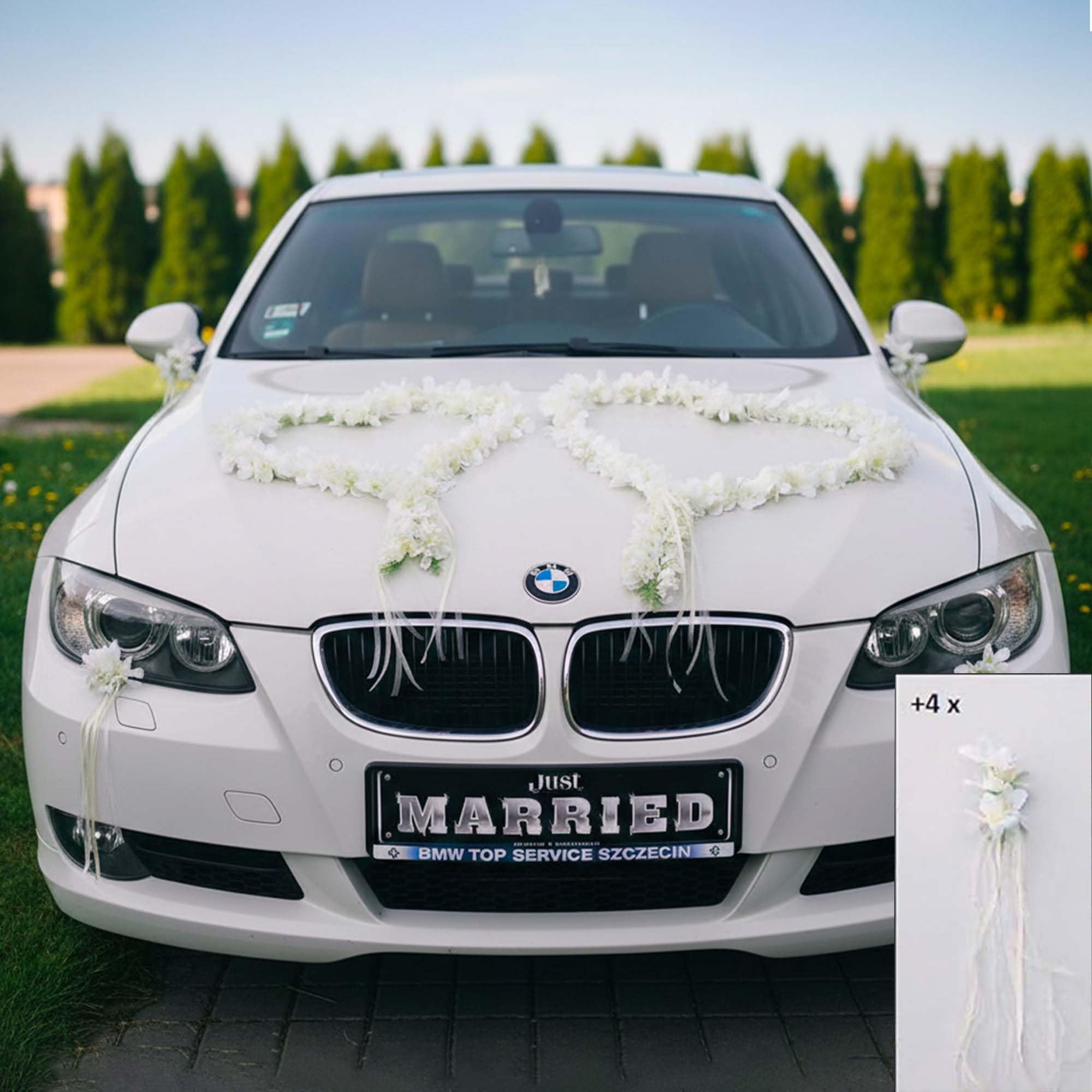 Auto-schmuck so einfach so kreativ Orchid Hearts Bride Couple Rose Decoration Wedding Car Wedding ® Car Decoration Garland Car (Ecru)