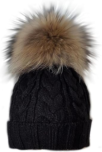 black hat brown bobble