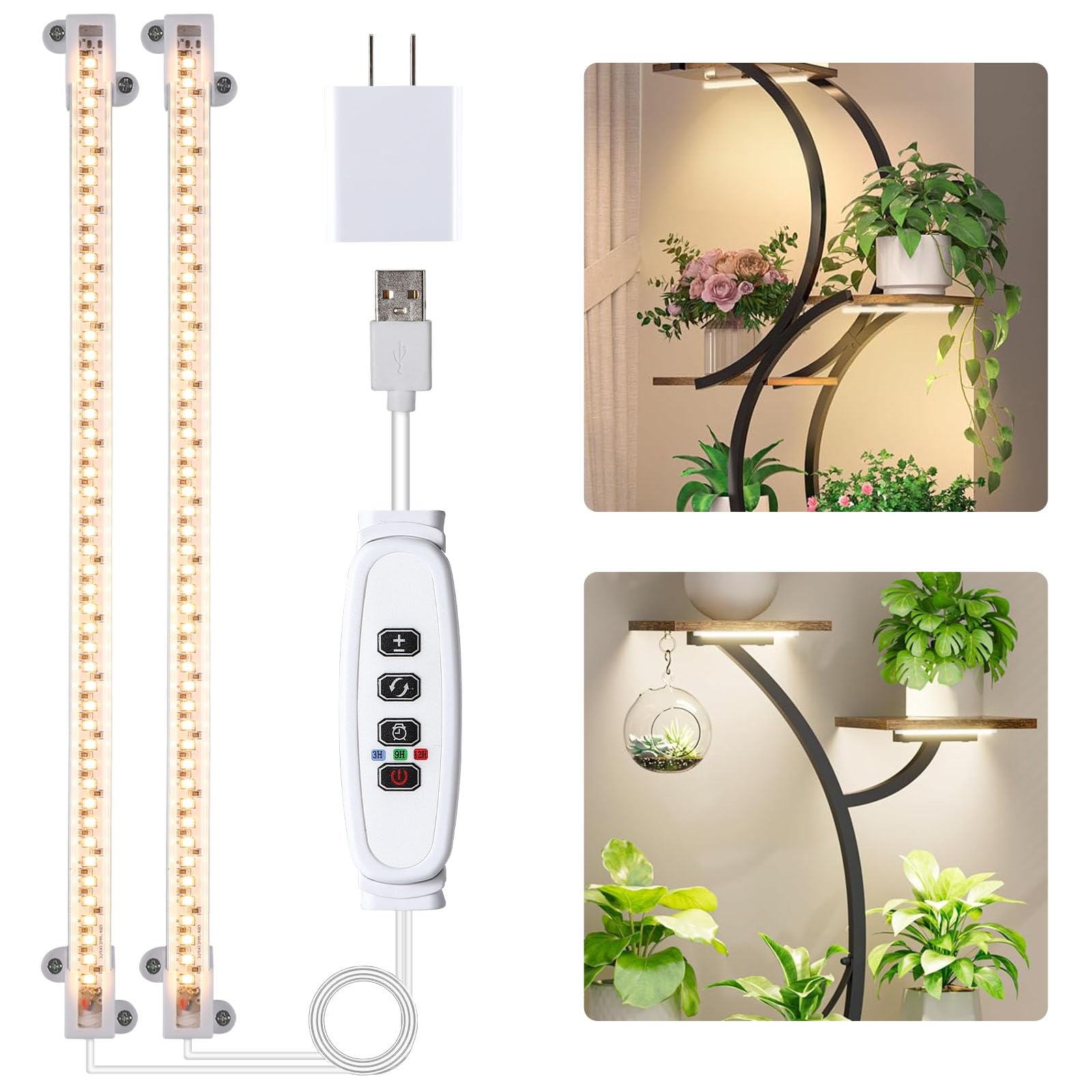 Photo 1 of Hywyimlait LED Grow Light Strips for Indoor Plants Full Spectrum 3500K, 96 LEDs Plant Light Bar with 3/9/12H Timer, 10 Dimmable Levels for Seedling Succulent, 13 Inches 2 Head