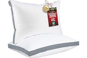 Utopia Bedding Bed Pillows for Sleeping Queen Size (Grey), Set of 2, Cooling Hotel Quality, Gusseted Pillow for Back, Stomach