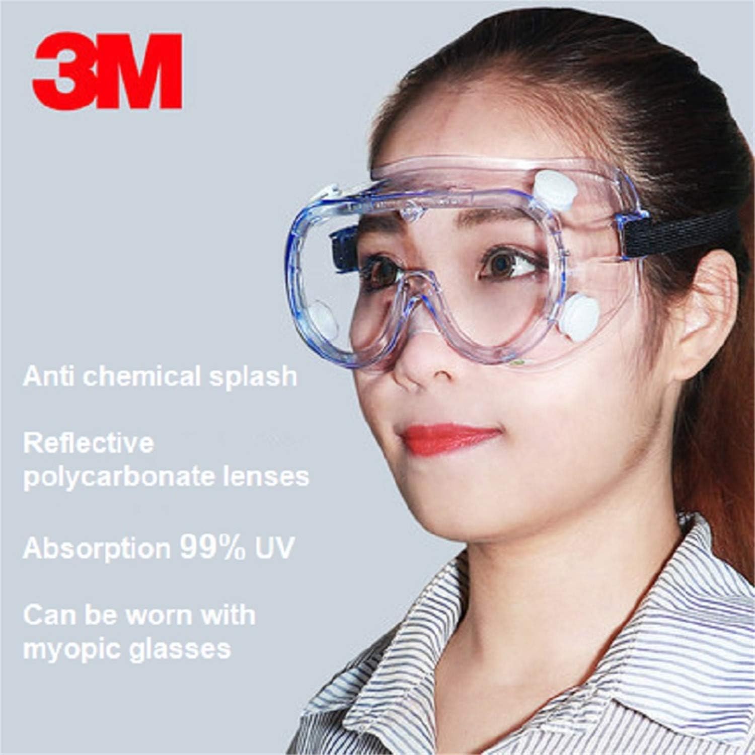 BABIFIS 3M 1621 Anti-Impact Safety Goggles Anti Chemical Splash Irradiation Protection Polycarbonate Hospital Laboratory Paint Glasses