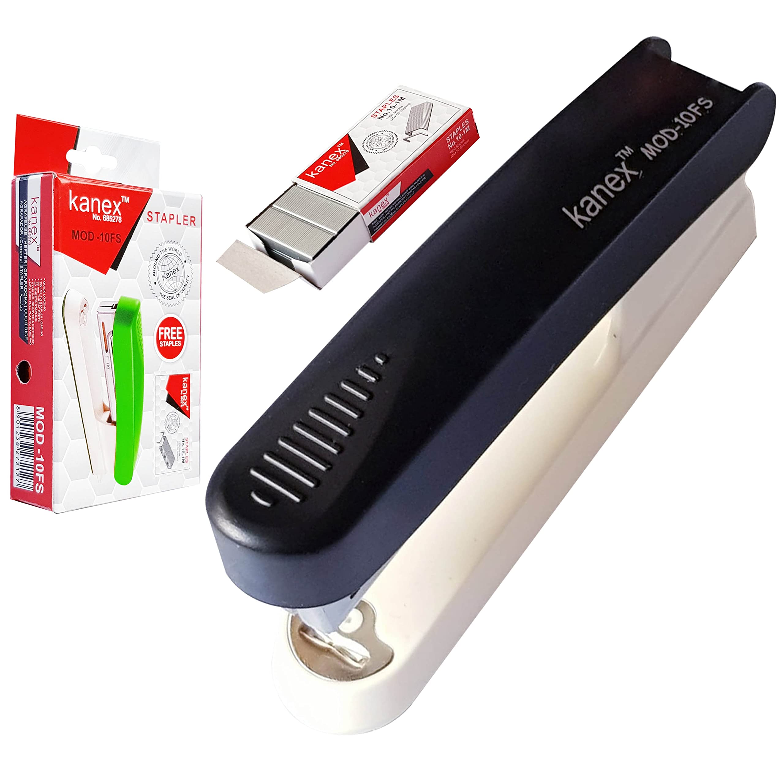 KANEX MOD-10FS Stapler with Staple Remover - 30 Sheets Stapling + 1000 Staples (Black Body)