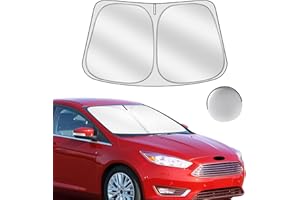 Sulagi Windshield Sun Shade for Ford Focus 2012-2018 Foldable Sunshade Custom Fit Front Window Car Interior Accessories Protector Blocks UV Rays