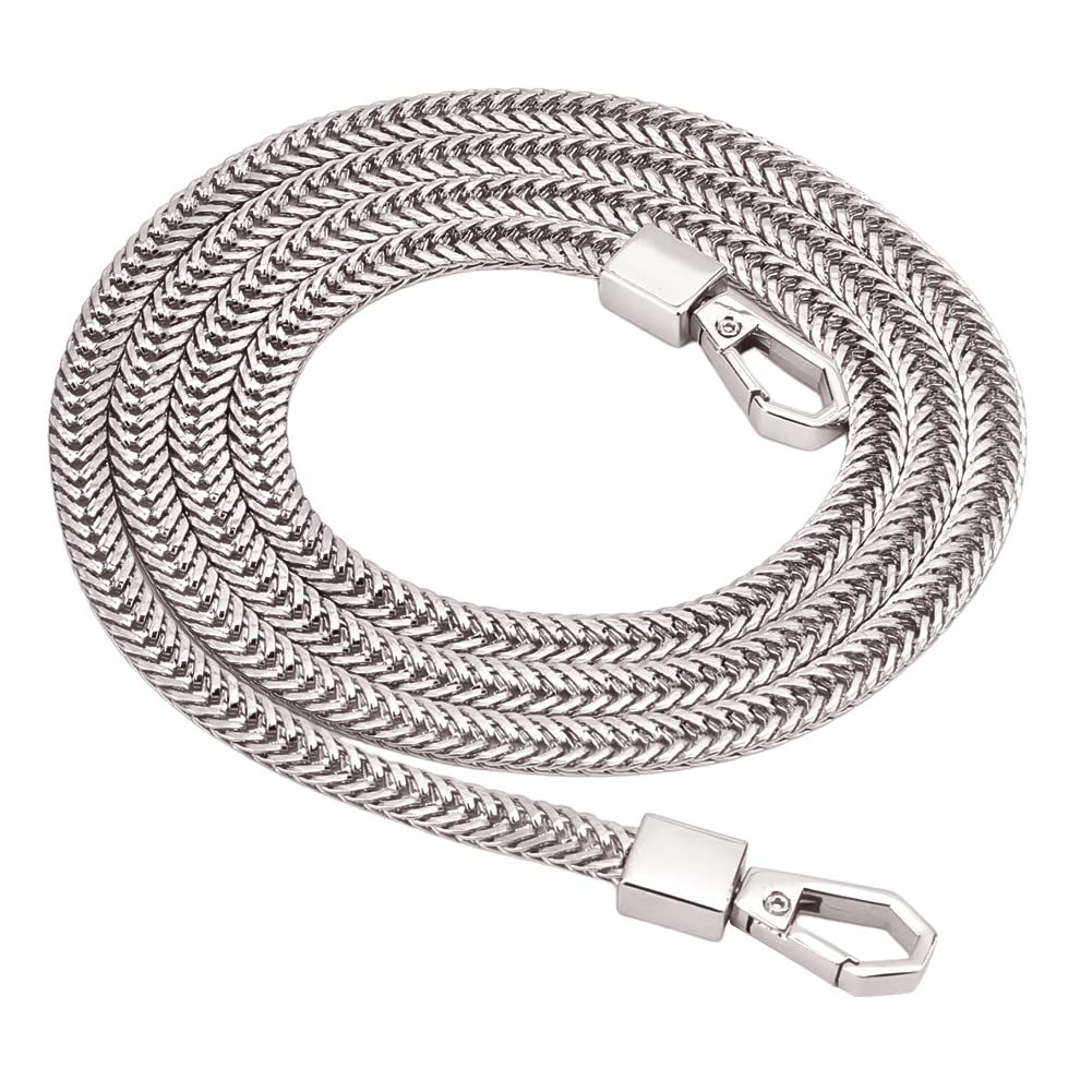 CHGCRAFT Purse Chain Strap Shoulder Silver Strap Chain Replacement with Alloy Swivel Clasps for Shoulder Cross Body Sling Purse Handbag Clutch Bag 106×0.75cm