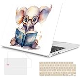 Mektron Compatible with M4 MacBook Air 15 inch Case 2025 A3241 2024 2023 M3 A3114 A2941 M2 Liquid Retina Display Touch ID, Plastic Hard Case & Keyboard Skin & Screen Protector - Cute Elephant C342