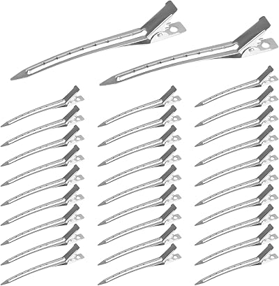 HUSAIHU Silver Metal Duckbill Hair Clips 30 pcs 3.5 inch Pin Curl Clips