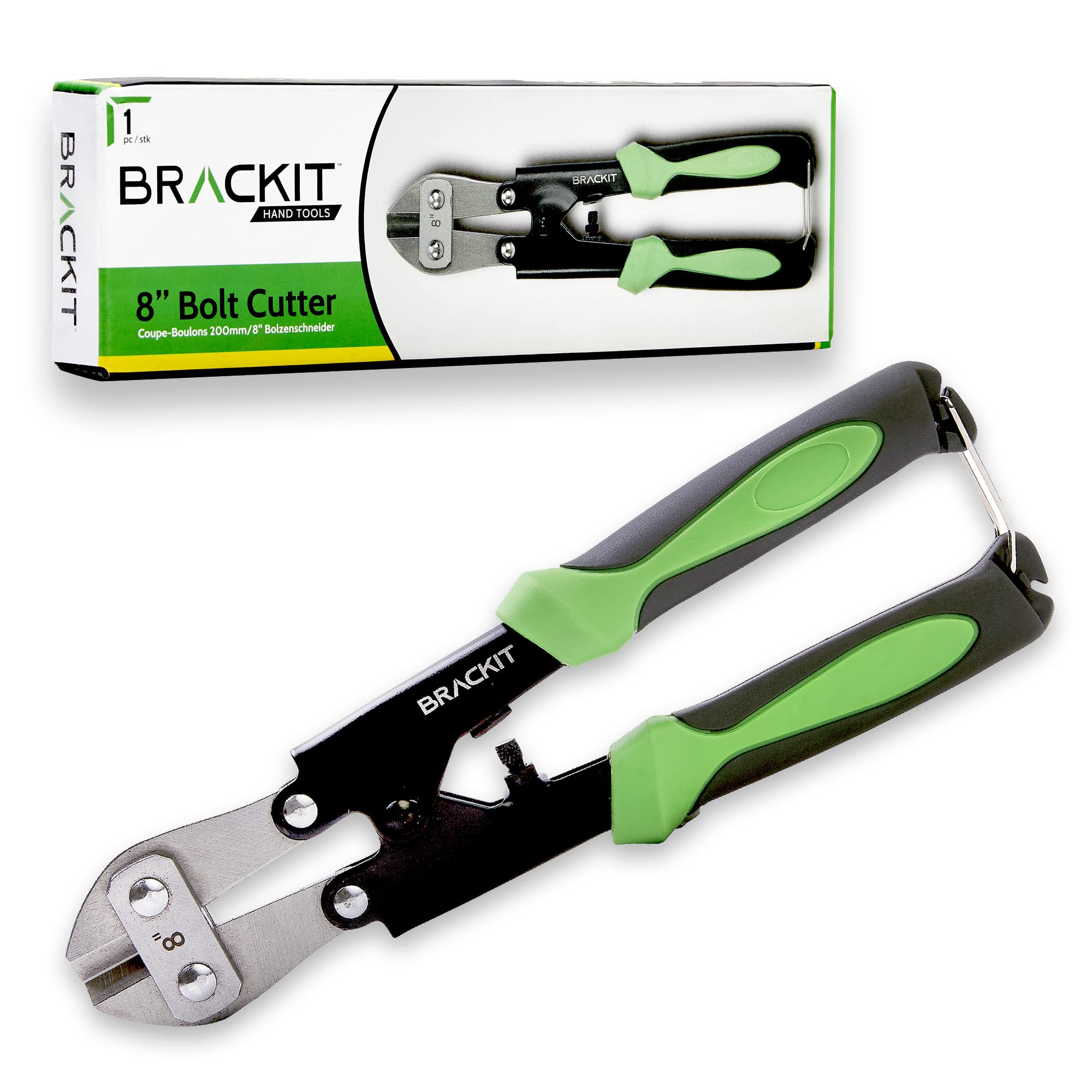 Brackit Bolt Cutter 8” (200mm) | CR-MO Steel | Mini Cropper Tool with Non Slip Rubber Handles for Cutting Wires, Cables & Small Fasteners