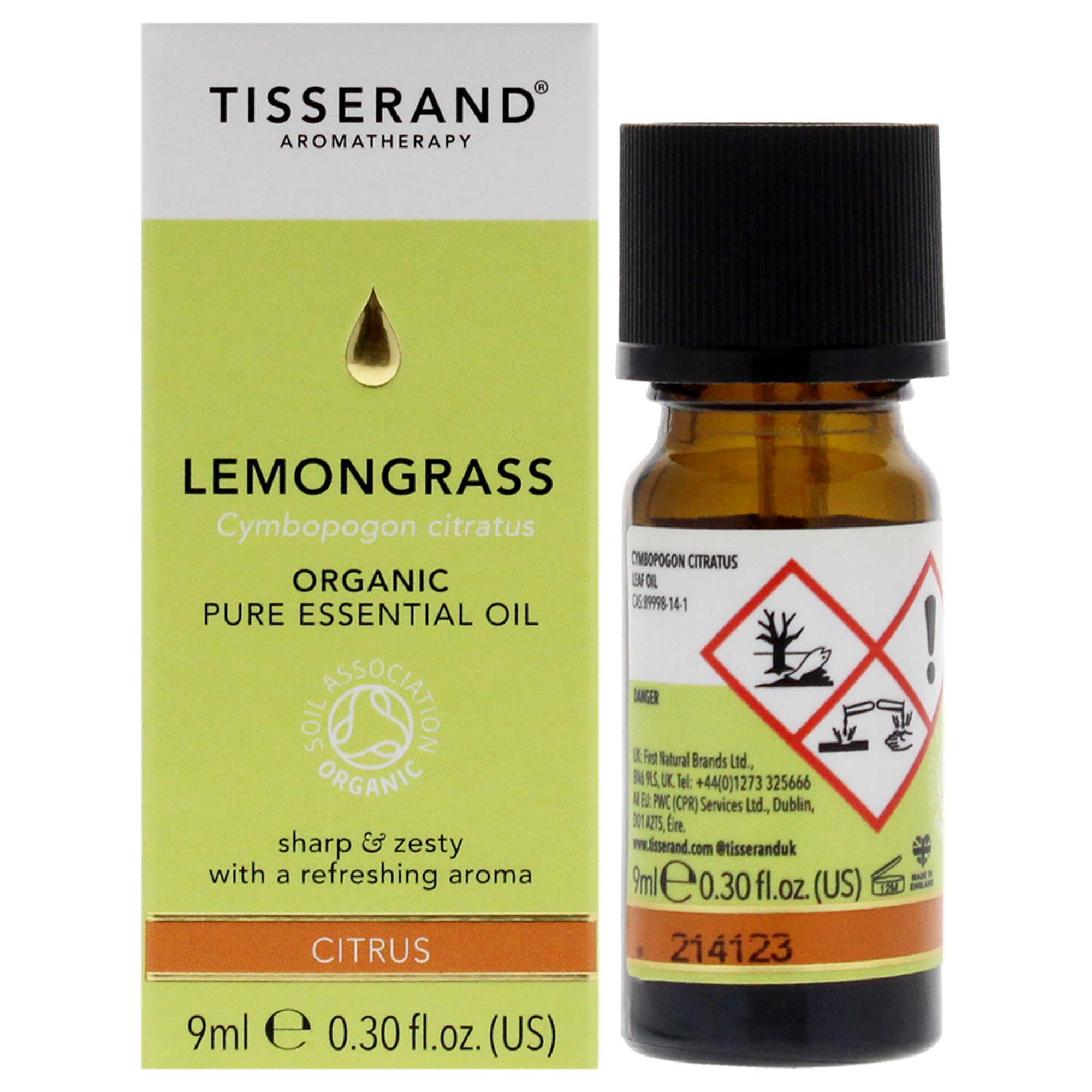 Tisserand Aromatherapy - Organic Lemongrass Essential Oil, Massage Oil - Organic Lemongrass, Bath Oil, Aromatherapy Oil - 100% Pure and Natural Essential Oil - 9 ml — image 1