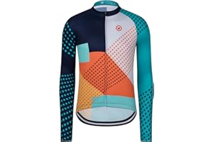 GCRFL Men's Cycling Jersey Long Sleeve Biking Shirt with 3+1 Zipper Pocket Breathable Quick Dry Bicycle Jersey