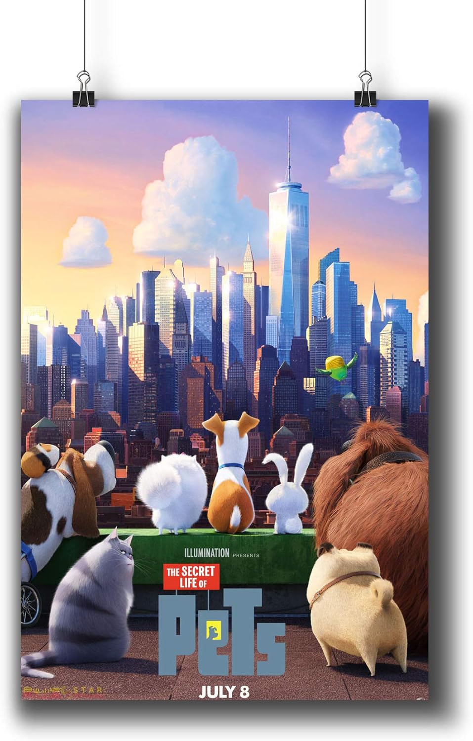 The Secret Life of Pets (2016) Movie Poster Small Prints 814-001,Wall Art Decor for Dorm Bedroom Living Room (A4|8x12inch|21x29cm)