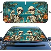 Funny Skull Car Windshield Sunshade - Gothic Hippie Skull Heatshield, Blocks UV Rays, Sun Visor for Car, Sedan, Truck, SUV - 59