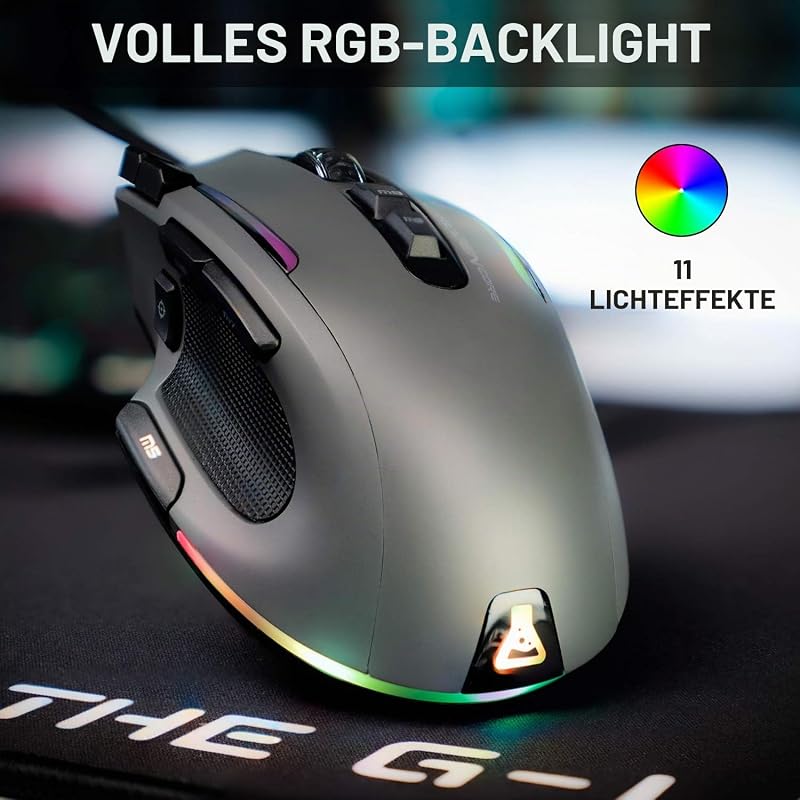 Kult NITROGEN CORE Hochleistungs-Kabel-Gaming-Maus - Avago 10.000 DPI-Optischsensor, RGB, Anpassbares Gewicht, 11 Extrem Programmierbare Tasten, Ultraleicht – Kompatibel mit PC/PS5/Xbox One