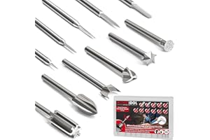 HOMEIDOL Wood Carving Drill Bits Set Compatible with Dremel Rotary Tool 11Pcs Engraving Drill Accessories Bit Wood Crafts Grinding Woodworking Tool with 1/8” Shank for DIY Carving Drilling Micro Sculpture