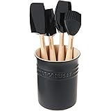 Le Creuset Silicone Craft Series Utensil Set with Stoneware Crock, 5 pc., Licorice