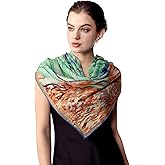 PoeticEHome Cashmere Scarf Wrap 36"x36" - Featherlight & Wrinkle-Free Artistic Square Shawl for Travel & Office, Gift Ready