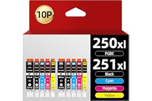250XL 251XL Ink Cartridges Compatible for Canon 250 251 Printer Ink Work with Canon Pixma MX922 IX6820 MX920 IP8720 IP7720 MG
