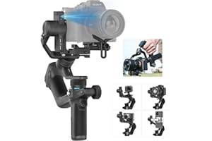 FeiyuTech SCORP Mini 2 [Official] Gimbal Stabilizer with 3 axis, All in One Gimbal for Mirrorless Cameras,Smartphone,Action Cameras,Built-in AI Tracker,Vertical Quick Release Plate,Black
