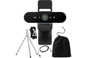 Y&R BUNDLES Logitech Brio 4K HD Webcam [Latest Version] with Microphone for Desktop with Tripod & Universal Mount -Logitech Webcam USB Computer Camera -Ultra Pro Wide Angle Webcam Streaming Equipment for Meetings