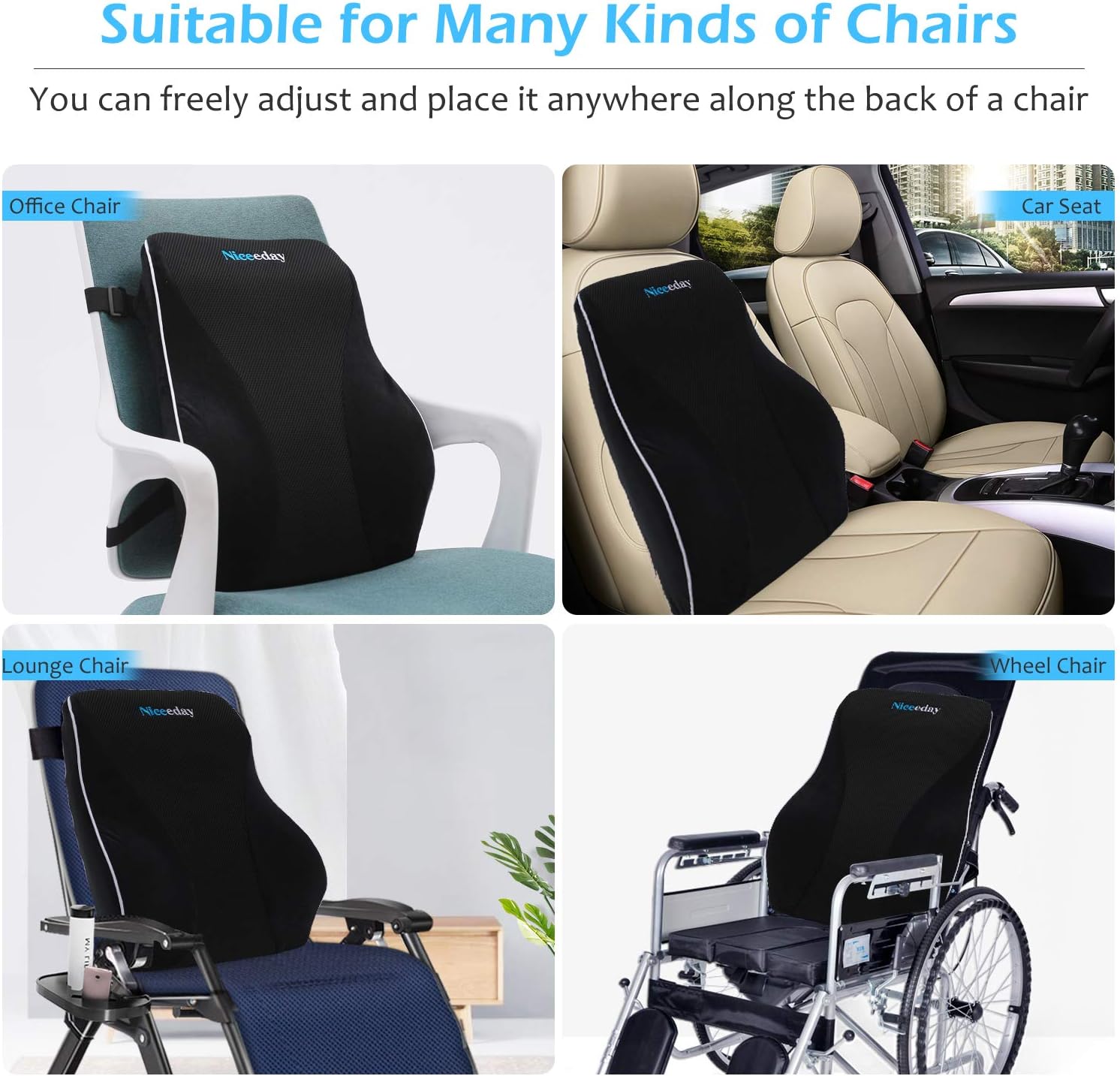 Lumbar Support Pillow for Office Chair Car Lumbar Pillow, Memory Foam Back Cushion with Breathable 3D Mesh Lumbar Support Orthopedic Backrest for Lower Back Pain Relief Ergonomic Orthopedic Backrest: Home & Kitchen