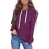 PGANDS Women's Long Sleeve Drawstring Hoodies Sweatshirt Casual Loose Lightweight Pullover Tops with Pocket