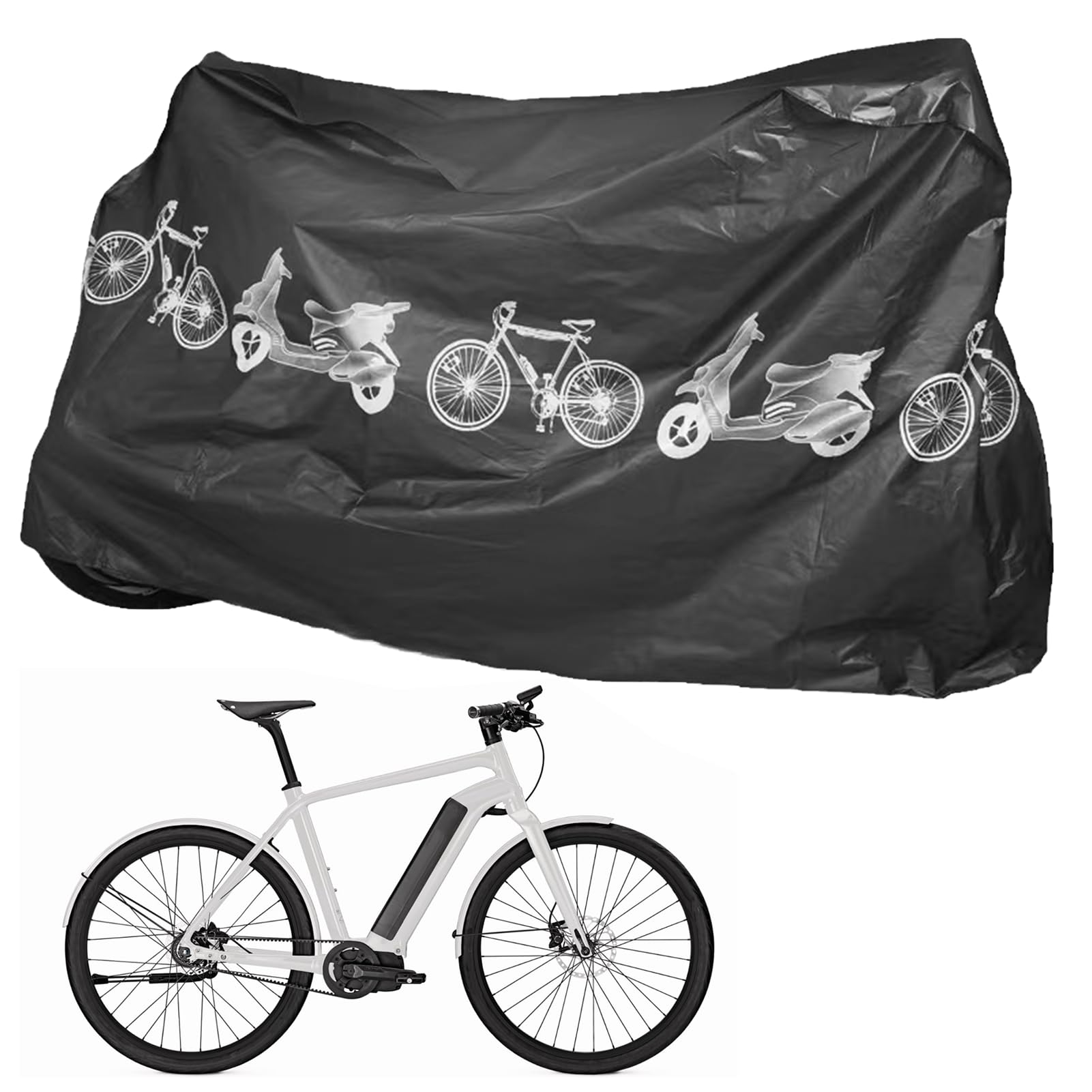 190T Nylon Bike Cover - Waterproof Outdoor Bicycle Cover for Mountain Bikes & Racing Cars (Black)