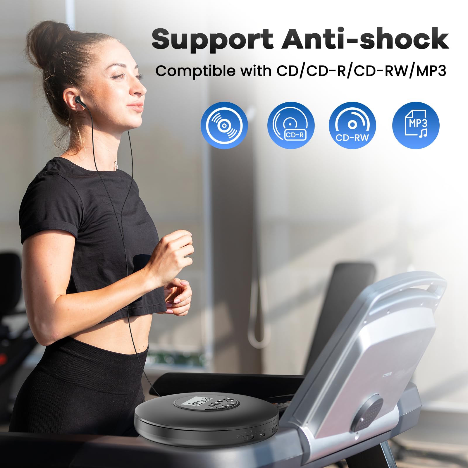 Arafuna Portable CD Player-Compact Discman CD Player-Personal Music Player with CD-R & CD-RW Playback Anti-Skip Protection, Programmable Tracks - Earphones Included